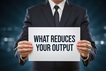 Obraz premium Businessman Inquiring What Reduces Your Output