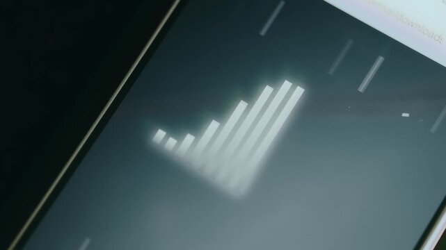 Dynamic motion bars and arrow moving forward on smartphone screen