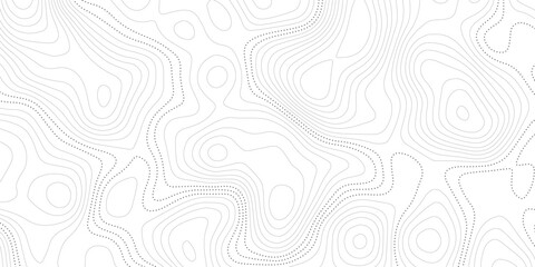 Geography landscape Topo contour map on white background, Topographic contour lines. Seamless pattern with lines Topographic map. Geographic mountain relief diagram line wave carve pattern. © jr graphics