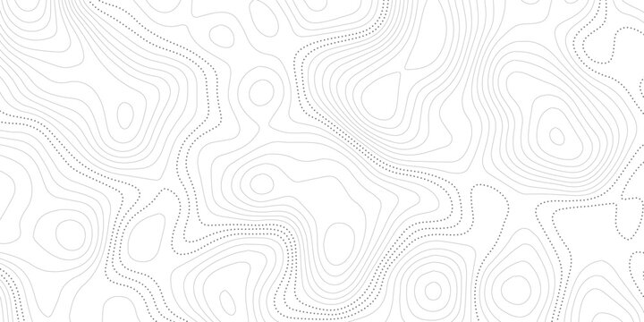Geography landscape Topo contour map on white background, Topographic contour lines. Seamless pattern with lines Topographic map. Geographic mountain relief diagram line wave carve pattern.