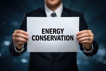 Obraz premium Businessman Advocating for the Principle of Energy Conservation