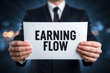 Obraz premium Businessman Illustrating the Concept of an Earning Flow