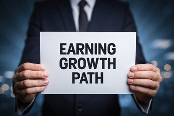 Obraz premium Man in a Suit Presenting an Earning Growth Path