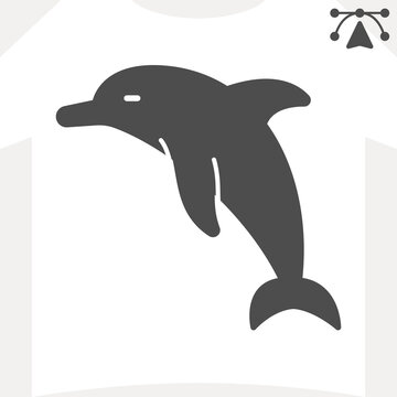 Dolphin solid icon, playfulness, grace concept. Vector graphics. Ocean friendly animal sign and editable stroke, glyph style icon for mobile or web design.