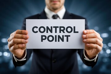 Obraz premium Businessman Showing a Control Point Sign