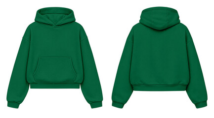 Kelly Green Hoodie Mockup Front and Back View Isolated on Transparent Background for Apparel Design © Drip