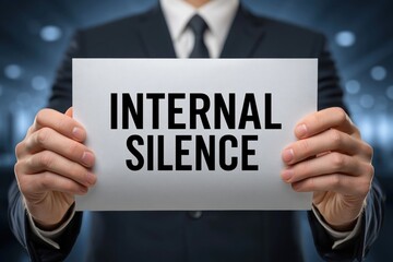 Obraz premium Meditative Businessman Presenting the Idea of Internal Silence