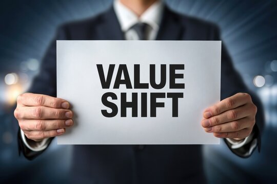 Strategist Holding a Sign About a Corporate Value Shift