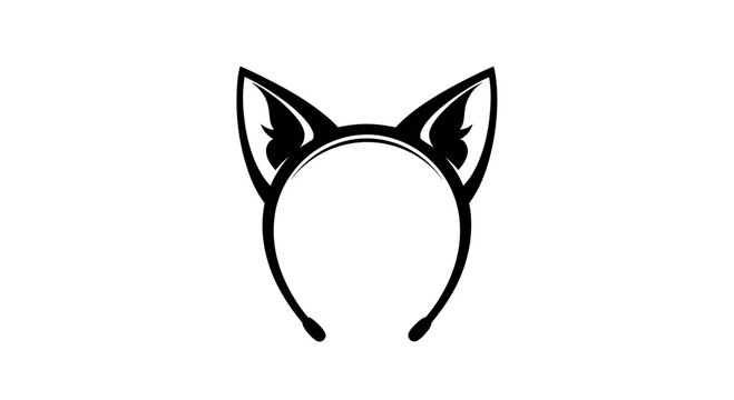 Black cat ears headband, costume accessory, isolated on white background