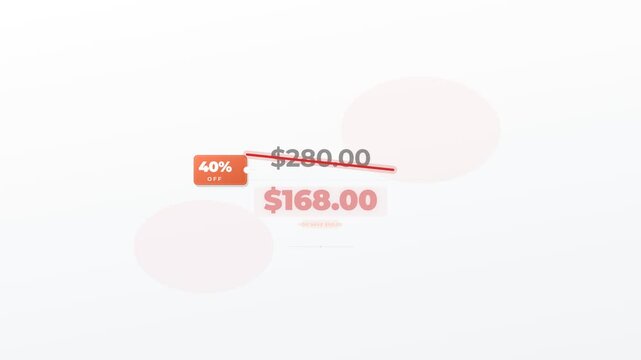 Animated retail price discount from 280 to 168 with 40 percent off