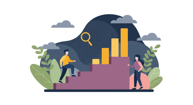 SEO Ranking Growth and Business Success Flat Illustration