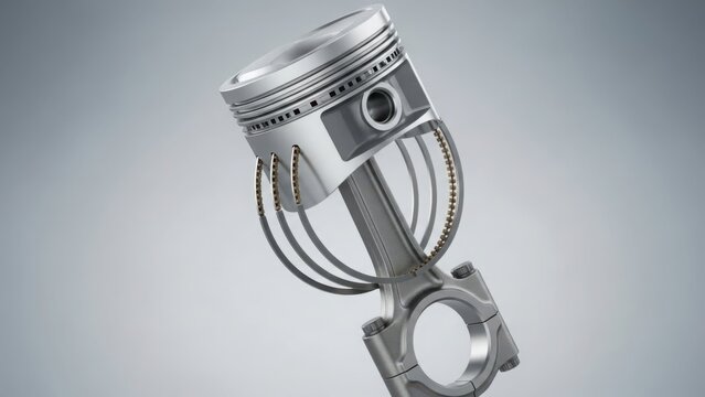 Close-up view of a precision engine piston assembly