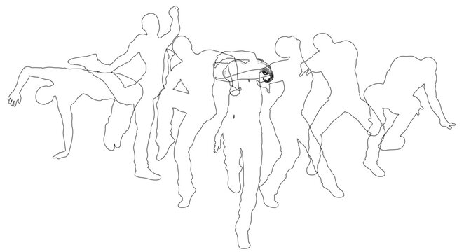 Street dancers dancing silhouette hip hop dance silhouettes poses set