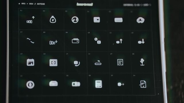 Digital grid of icons for FINANCE