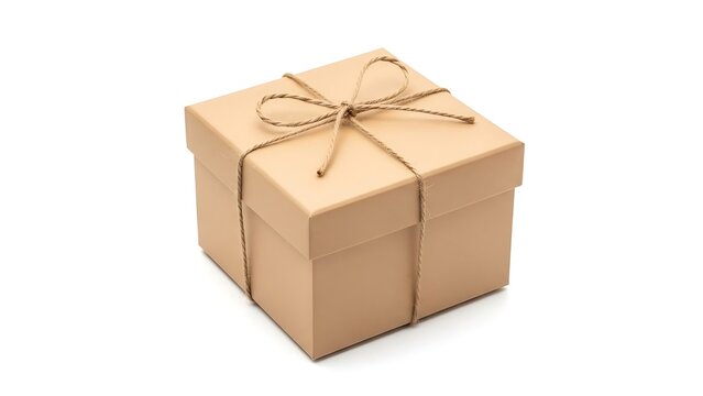 Elegant brown gift box tied with jute string