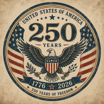 United states 250th anniversary commemorative seal celebrating two and a half centuries