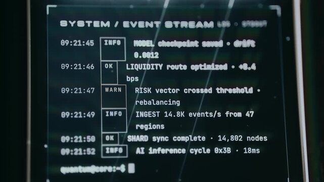 Command-line interface log showing automated system activities occurring within seconds