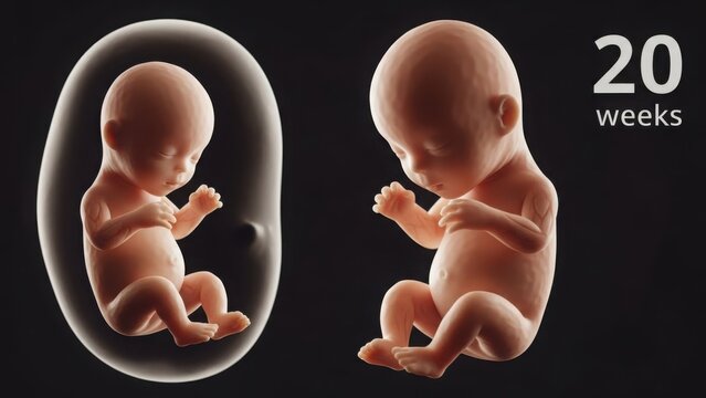 Fetal development at 20 weeks in the womb