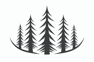 Obraz premium Minimalist Layered Pine Forest Silhouette in Fog for Misty Woodland Nature Landscape