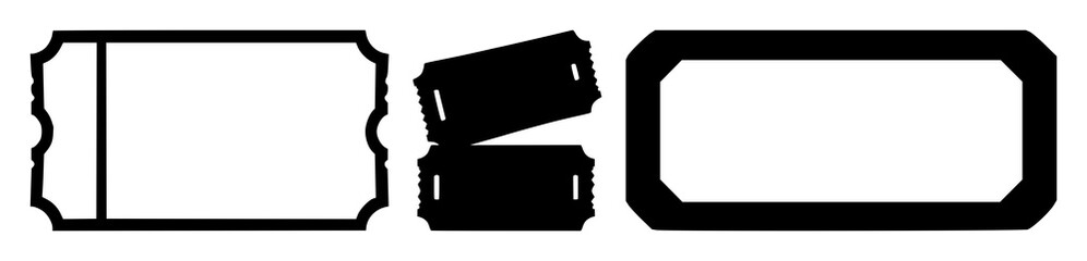 Obraz premium Ticket booking icon set with solid black and white background design featuring ticket booking, travel, reservation with simple and line art