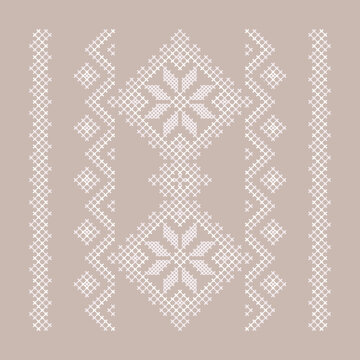 Soft colors Traditional Palestinian embroidery pattern illustration