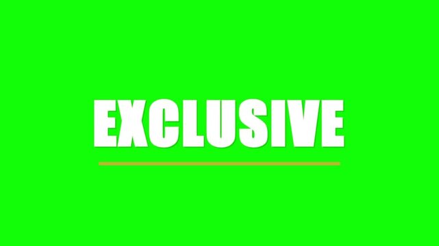 Exclusive text animation on green screen background, bold white typography for breaking news, premium content reveal motion graphic