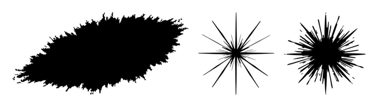 Generative AI sparkle icon set with solid black shapes and simple pictogram design featuring artificial intelligence, machine learning, technology with innovation and creativity