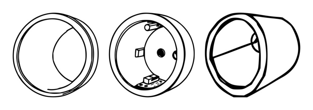 Electrical socket set with minimalist black outline design featuring power outlet, wall plug, electrical connector with energy and appliances