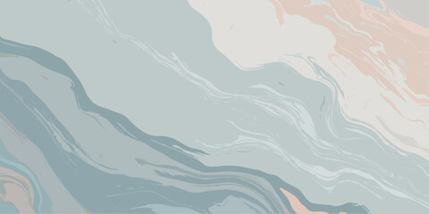 Abstract blue grunge background with water wave patterns and a vector landscape featuring icy mountains and clouds for a nature wallpaper design. © ATIA