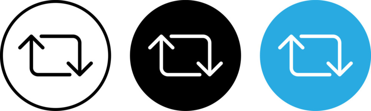 Retweet icon set, social media repost symbol