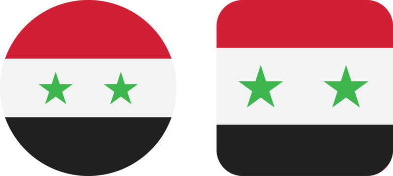 Syria flag icons in circle and rounded square shapes