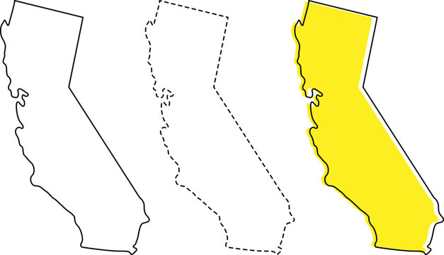 Set of california state map outlines