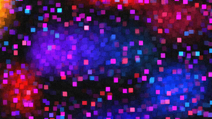 Obraz premium Abstract Blurred Background with Vibrant Multicolored Bokeh Lights Purple, Pink, Blue, and Red. Glittering Defocused Light Spots Festive, Dreamy, and Dynamic Atmosphere. Perfect for Celebrations