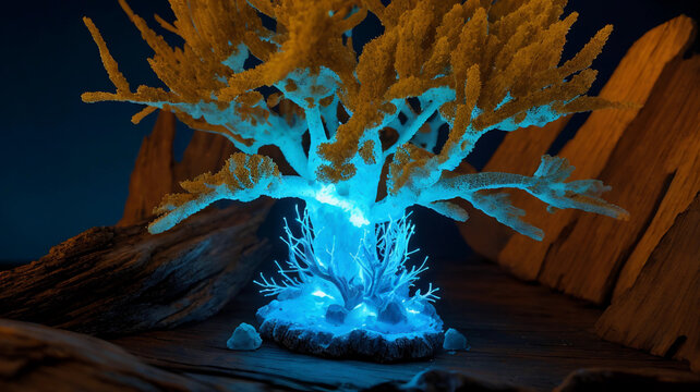 Mini tree frame with blue lights