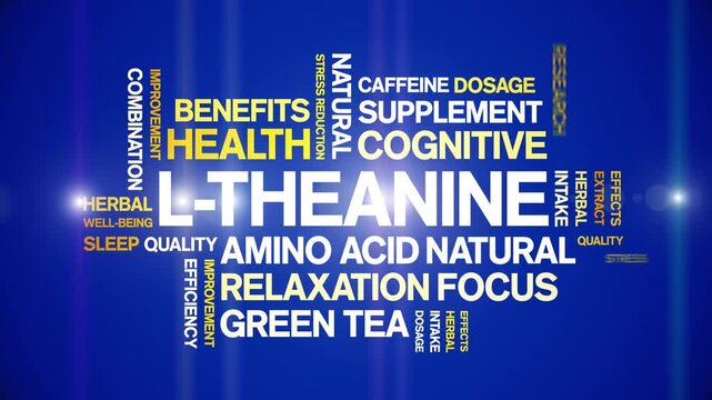 L-Theanine animated word cloud-text design animation tag kinetic typography seamless loop.