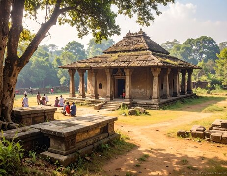 Deori Temple Ranchi Ancient Stone Temple 16 Pillar Structure Tribal Style Jharkhand Rural Setting Real View