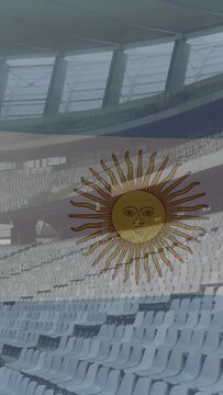 Vertical video: Overlay appearing, sun emblem rotating and nudging over empty seats, branding