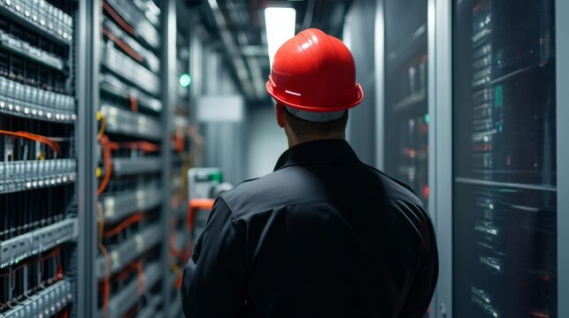 Data center operations tech maintenance server room professional environment industrial setting overview of critical infrastructure
