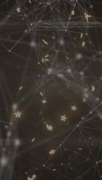 Vertical video: Soft band moving nudging mesh forming, nodes glowing, stars drifting showing growth