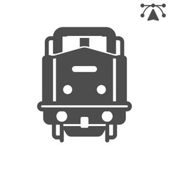 Fototapeta premium Train solid icon, rail transport, transportation concept. Vector graphics. Long distance travel sign and editable stroke, glyph style icon for mobile or web design.