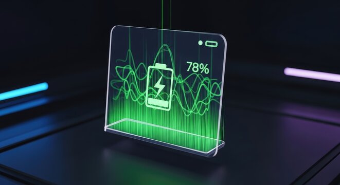 A sleek, modern smartphone with a vibrant green screen displaying a charging icon and the battery level at 78%.