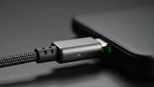 Charging Cable Close-Up - Powering Up Devices with USB-C.