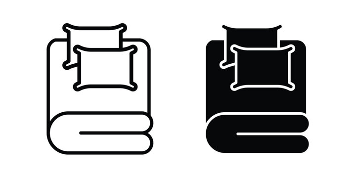 Bed linen icon vector symbol design set for webaging design Vector illustrationsn with pillows icon vector symbol design set for web