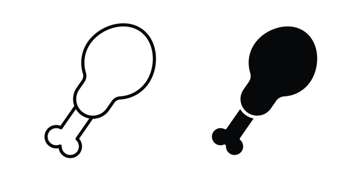 Chicken leg icon vector symbol design set for web