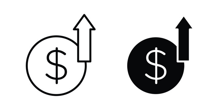 Cost increase icon vector symbol design set for web