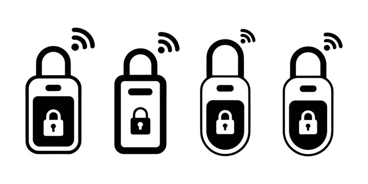 Black and white mobile phone lock with wifi signal security in white background