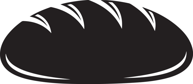 Black silhouette of a loaf of bread white background