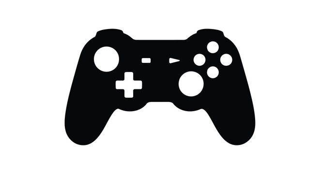 Video game controller silhouette on a white background black gamepad icon for gaming and entertainment high quality professional detailed modern elegant
