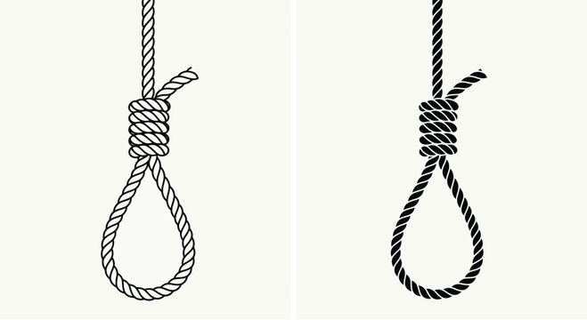 noose knot illustration black and white line drawing