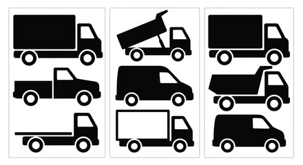 truck silhouettes collection on white background high quality © Md Anisur Rahman 